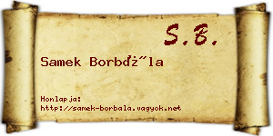 Samek Borbála névjegykártya